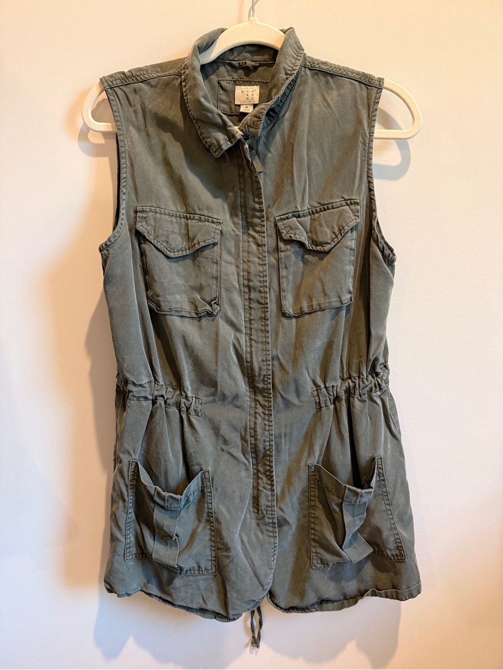 a new day Olive Utility Vest with Drawstring Waist